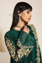 Emerald Mist Raw Silk Embroidered 3-Piece  Ready To Wear