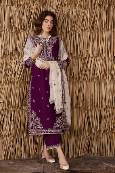03-Piece Chiffon Suit With Embroidery