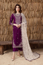 03-Piece Chiffon Suit With Embroidery