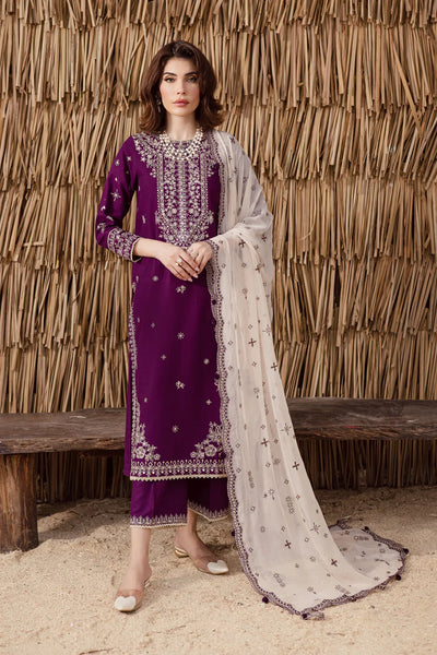 03-Piece Chiffon Suit With Embroidery