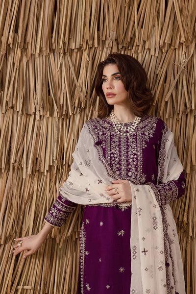 03-Piece Chiffon Suit With Embroidery