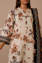 3 Piece Stitched Lawn Suit - Ready To Wear