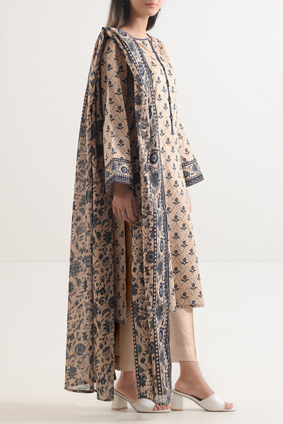 3 Piece Stitched Lawn Suit - Ready To Wear