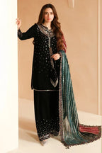 03-Piece Velvet Suit With Sequin Embroidery | Ready To Wear