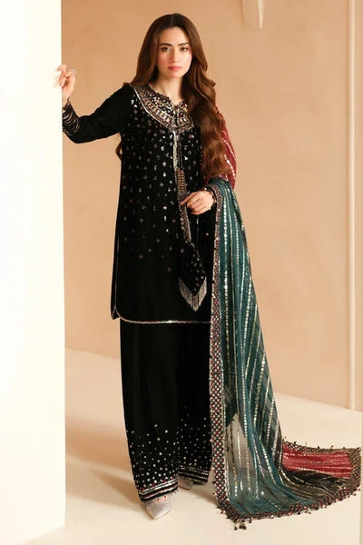 03-Piece Velvet Suit With Sequin Embroidery | Ready To Wear
