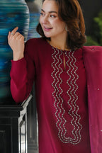 Ethereal Crimson Red: Shamoze Silk Suit