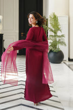 Ethereal Crimson Red: Shamoze Silk Suit