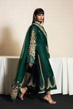 Emerald Mist Raw Silk Embroidered 3-Piece  Ready To Wear