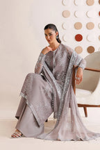 Dove Grey & Shimmering Silver: Embroidered Chiffon Suit