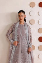 Dove Grey & Shimmering Silver: Embroidered Chiffon Suit