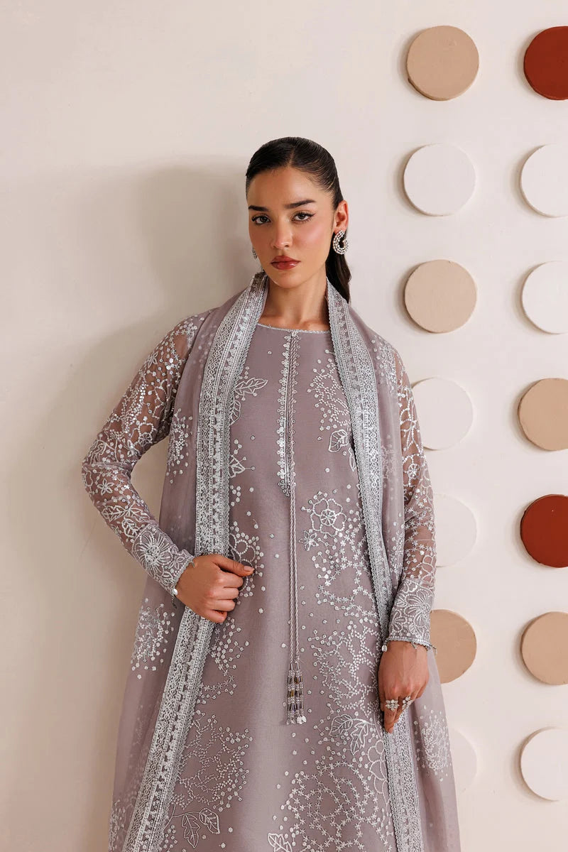 Dove Grey & Shimmering Silver: Embroidered Chiffon Suit