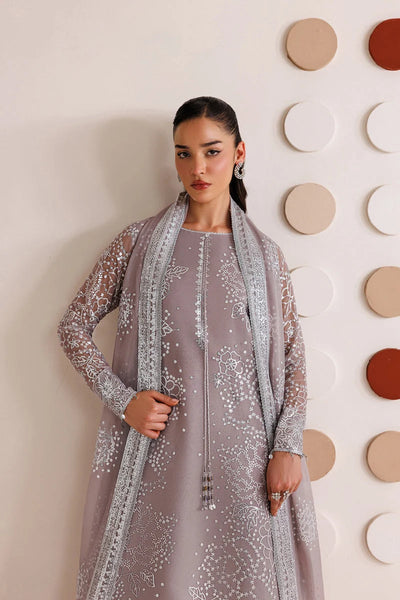 Dove Grey & Shimmering Silver: Embroidered Chiffon Suit