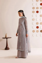 Dove Grey & Shimmering Silver: Embroidered Chiffon Suit