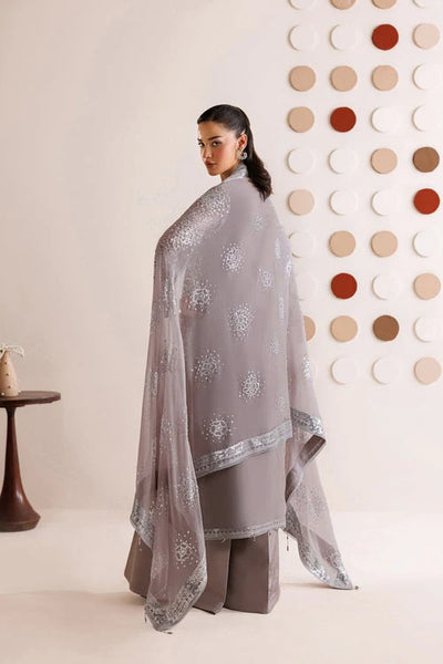 Dove Grey & Shimmering Silver: Embroidered Chiffon Suit