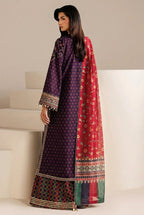Eggplant Purple & Multi-Color Accent: Embroidered Lawn Suit