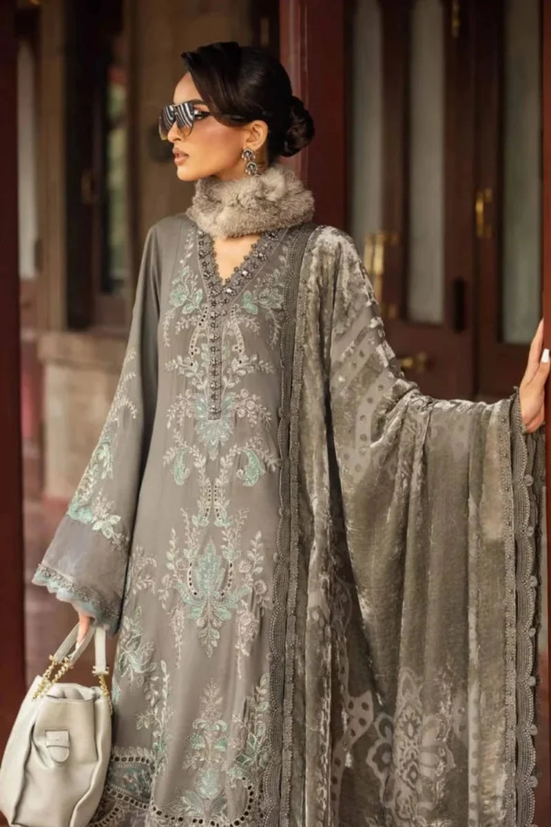 Royal Grey Lawn 3-Piece Embroidered Ready-to-Wear
