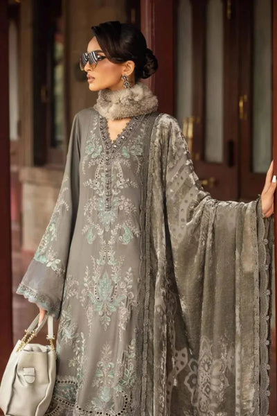 Royal Grey Lawn 3-Piece Embroidered Ready-to-Wear