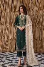 03-Piece Chiffon Suit With Embroidery
