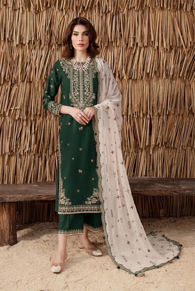 03-Piece Chiffon Suit With Embroidery