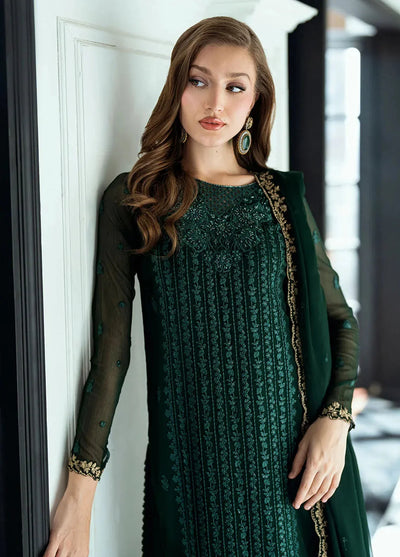 Rich Forest Green: 03-Piece Chiffon Suit
