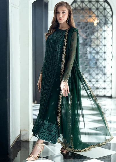 Rich Forest Green: 03-Piece Chiffon Suit