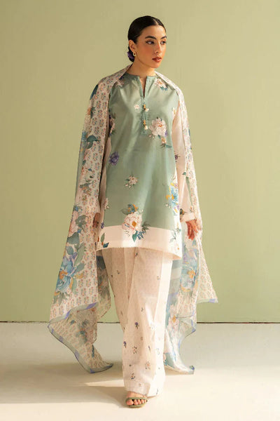 3 Piece Stitched Printed Lawn Suit - Ready To Wear