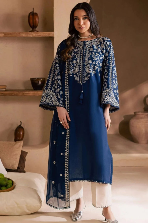 Navy Blue & Ivory Contrast: Egyptian Cotton Suit