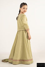 Soft Mint Olive: Dobby Lawn Blouse & Lehenga