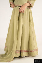 Soft Mint Olive: Dobby Lawn Blouse & Lehenga