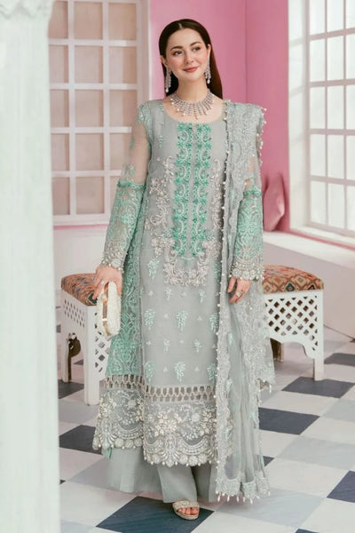 Ice Grey & Pastel Seafoam Mint: Embroidered Organza Suit