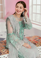 Ice Grey & Pastel Seafoam Mint: Embroidered Organza Suit