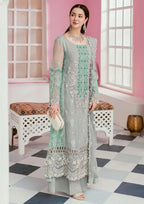 Ice Grey & Pastel Seafoam Mint: Embroidered Organza Suit