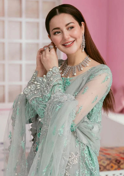 Ice Grey & Pastel Seafoam Mint: Embroidered Organza Suit
