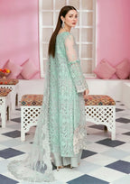 Ice Grey & Pastel Seafoam Mint: Embroidered Organza Suit