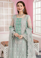 Ice Grey & Pastel Seafoam Mint: Embroidered Organza Suit