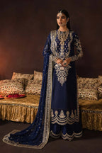 Royal Navy & Shimmering Gold: Embroidered Velvet Suit