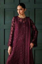 Graceful Maroon Chiffon 3-Piece Ready-to-Wear