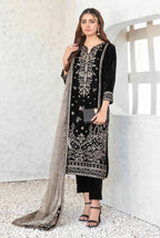 Jet Black & Metallic Silver: Embroidered Velvet Suit