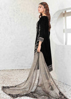Jet Black & Metallic Silver: Embroidered Velvet Suit