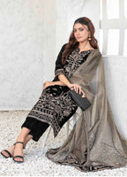 Jet Black & Metallic Silver: Embroidered Velvet Suit