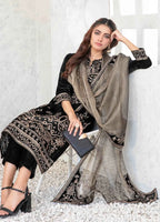Jet Black & Metallic Silver: Embroidered Velvet Suit