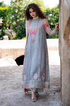 Pink & Blue Blossom Swiss Lawn 3-Piece – Ready to Wear