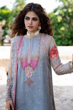 Pink & Blue Blossom Swiss Lawn 3-Piece – Ready to Wear