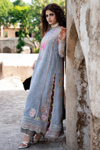 Pink & Blue Blossom Swiss Lawn 3-Piece – Ready to Wear