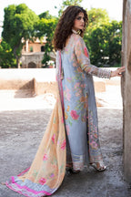 Pink & Blue Blossom Swiss Lawn 3-Piece – Ready to Wear