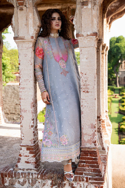Pink & Blue Blossom Swiss Lawn 3-Piece – Ready to Wear