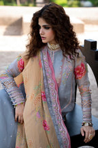 Pink & Blue Blossom Swiss Lawn 3-Piece – Ready to Wear